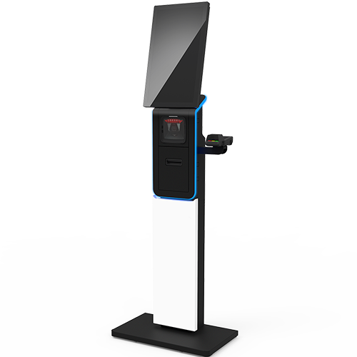 Slim Express produktbild som visar produkten framifrån. Produkten är vit och svart med lysande blått ljus.